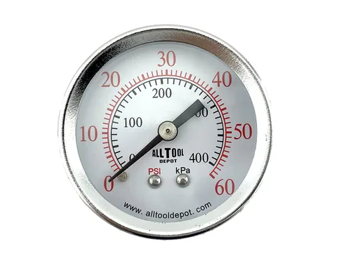 Vista 6 de Medidor de presión de aire de 1-1/2" con montaje inferior en el lado, rosca NPT de 1/8", esfera de 1-1/2" - 0 a 160 PSI