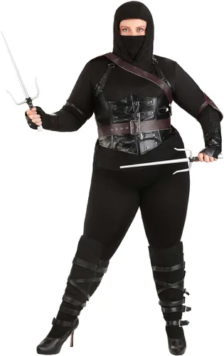 Vista 2 de Disfraz de asesino Ninja para mujer talla grande