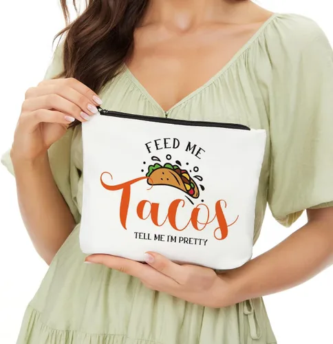 Vista 3 de JIUWEIHU Feed Me Tacos Tell Me I'm Pretty - Divertido regalo de comida mexicana para amantes de los tacos, mujeres, niñas, adolescentes y novios