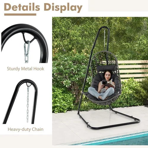 Vista 5 de Giantex - Soporte para silla de hamaca ajustable de acero macizo para sillas y columpios, altura ajustable de 78.0 in a 8.5 in