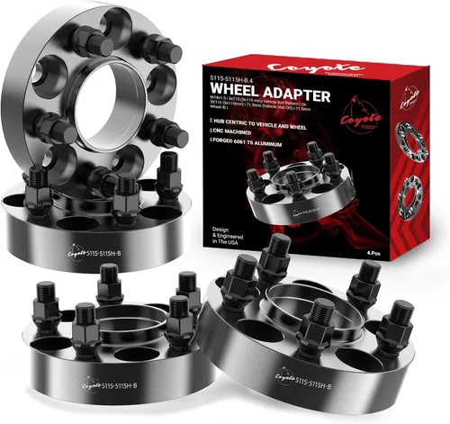 Vista 13 de Wheel Accessories Parts 2 adaptadores de espaciadores de rueda centrados en buje 5 en 4.528 in 0.197x4.528 in 1.00 pulgadas de grosor 2.815 in buje