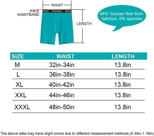 Vista 7 de Calzoncillos bóxer de viscosa de bambú que absorben la humedad para hombre, talla M, L, XL, 2XL, 3XL
