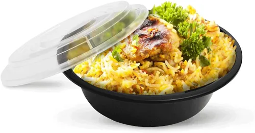 Vista 4 de 50 juegos de recipientes redondos de alimentos de 32 onzas para preparar comidas, apto para microondas, plástico reutilizable, sin BPA