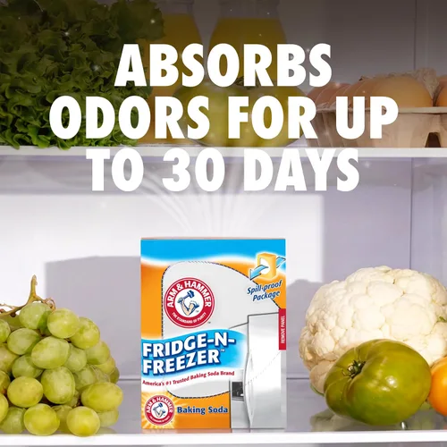 Vista 2 de Arm & Hammer Bicarbonato de Sodio Absorbedor de Olores para Nevera y Congelador, Naranja 14 oz, Paquete de 12