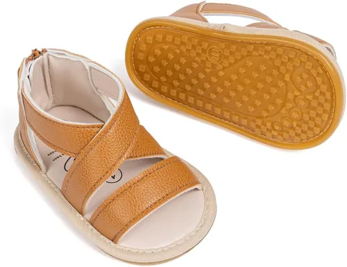 Vista 102 de Meckior Sandalias de verano con punta abierta y suave de piel sintética para bebés y niñas pequeñas
