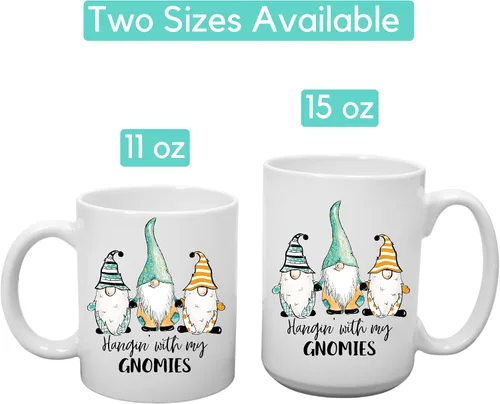 Vista 4 de Divertida taza de cerámica de gnomo, taza de café Hangin with my Gnomies, regalos para adultos, taza de café, día de San Valentín, cumpleaños