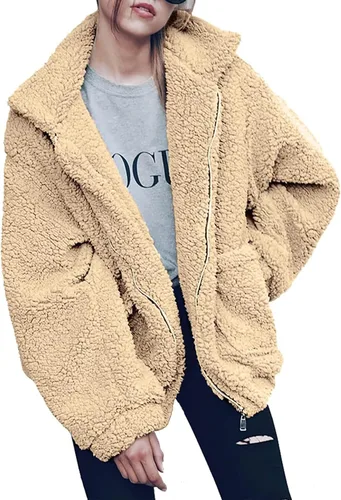 Vista 22 de PRETTYGARDEN - Chaqueta de forro polar Sherpa de gran tamaño para mujer Negro