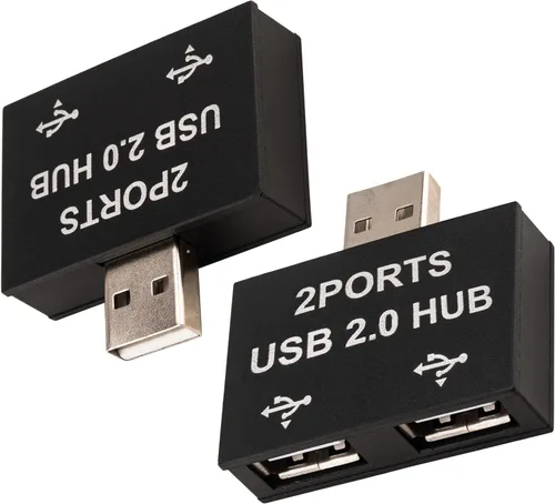Vista 12 de Hub USB 2.0, adaptador divisor USB de 1 a 2 salidas, paquete de 2, expansor USB de 2 puertos, carga rápida y transferencia de datos de 480 Mbps