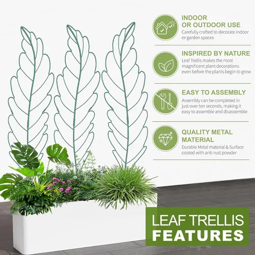 Vista 2 de Paquete de 3 enrejados de metal de 59 x 16 pulgadas para plantas trepadoras, enrejado grande para plantas trepadoras al aire libre, rosas, verduras
