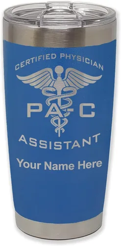 Vista 38 de LaserGram Vaso aislado al vacío de 20 onzas, asistente médico certificado PA-C, grabado personalizado incluido (negro)