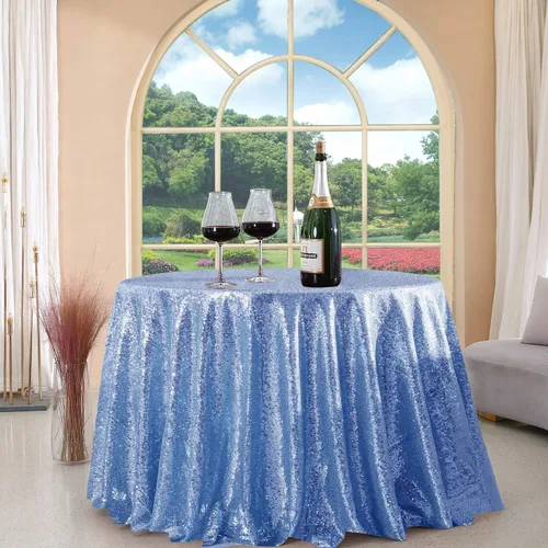 Vista 104 de Manteles redondos de lentejuelas negros para fiestas, de 121,9 cm, mantel redondo de purpurina ajustado, pequeño, lindo y dulce, para boda