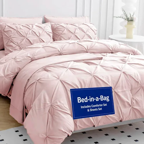 Vista 20 de LANE LINEN Juego de edredón individual de 5 piezas - Ropa de cama con diseño clásico de puntada pintuck - con 1 edredón, 1 funda de almohada, 1