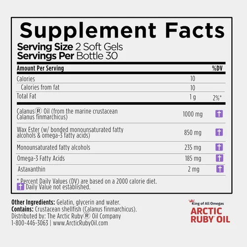 Vista 5 de Aceite de rubí ártico de 1000 mg – Suplemento Omega 3 para mujeres y hombres con EPA, DHA y astaxantina 2 mg – Alternativa al aceite de pescado