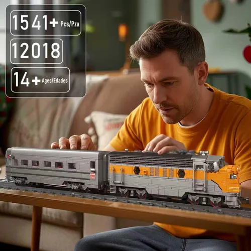 Vista 7 de Mould King 12018 Juego de Bloques de Construcción de Tren, Kits de Locomotora de Combustión Interna EMD F7 con Control Remoto/App, Modelo a Escala
