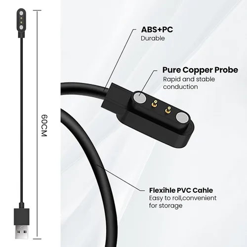 Vista 2 de E ECSEM Compatible con GloryFit P22 P32E P36 Cargador de reloj inteligente, cable de carga USB magnético de repuesto para GloryFit P22 P32E P36