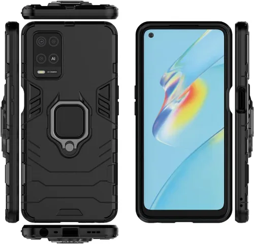 Vista 3 de Compatible con Oppo A54 4G, funda Oppo A55 4G, soporte de anillo de metal, parachoques duro a prueba de golpes