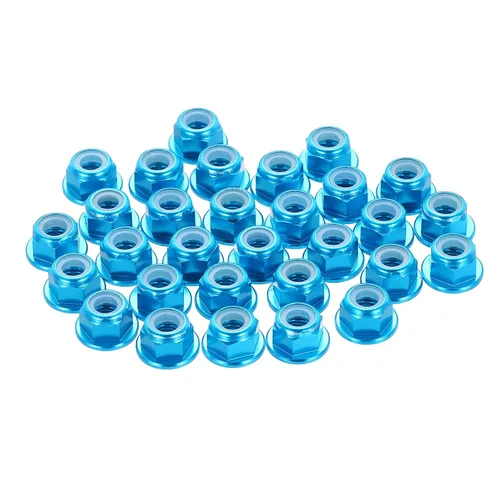 Vista 8 de MECCANIXITY 30 piezas de tuercas de bloqueo de aleación de aluminio M3 con paso de 0.5 mm, tuercas hexagonales con brida de nylon con rosca serrada