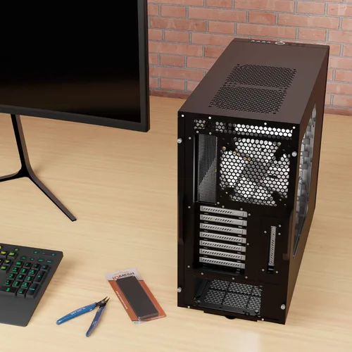 Vista 3 de Placa de protección universal IO negra - para todas las placas base de PC que se perdió la placa trasera original, crea un nuevo escudo IO
