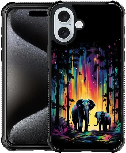 Vista 209 de Funda compatible con iPhone 15, diseño de elefantes africanos, diseño increíble a prueba de golpes, antiarañazos, carcasa trasera de policarbonato