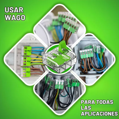 Vista 9 de WAGO 221 Series Green Range 36 conectores de cable de empalme compactos, incluye (16 tuercas de palanca 221-422) (12 x 221-423) (8 x 221-425)