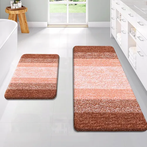 Vista 112 de OLANLY - Juego de tapetes para baño de 2 piezas, de microfibra, suaves y absorbentes, antideslizantes, lavables a máquina y para secadora, felpudos