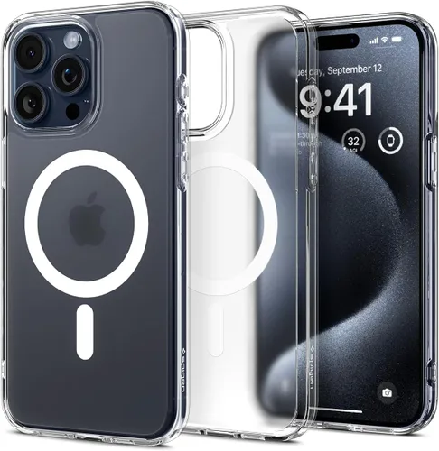 Vista 74 de Spigen Funda para iPhone 13 Mini, ultra híbrida MagFit [antiamarilleo] [compatible con Magsafe] - Transparente