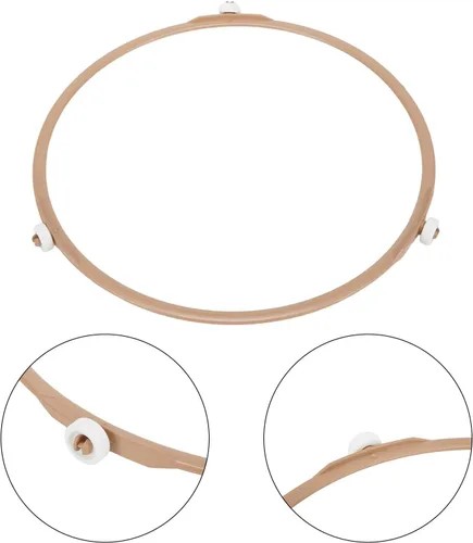 Vista 7 de Bandeja base de soporte giratorio de vidrio para horno microondas, soporte de anillo giratorio con diseño de 3 ruedas, resistente a altas