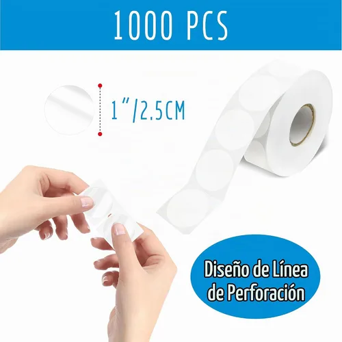 Vista 3 de 1000 calcomanías redondas transparentes, transparentes, autoadhesivas, paquete con línea de perforación para sobres, cajas y embalaje de regalo