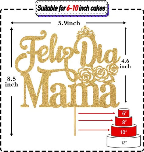 Vista 2 de Tivurcia Feliz Dia Mama - Decoración para tartas, decoración de pastel con la mejor mamá del mundo de España, suministros de fiesta para el día
