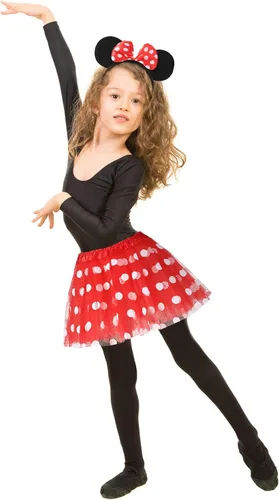 Vista 7 de Tutú de lunares con diadema de orejas de ratón para niñas, disfraz de Halloween, accesorios de disfraces de cumpleaños