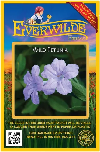 Vista 4 de Everwilde Farms - Semillas de flores silvestres nativas de petunia silvestre de 1 onza - Gold Vault