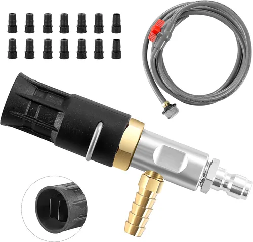Vista 9 de FIXFANS Boquilla ajustable de largo alcance para lavadora a presión 2-2.5 GPM, kit de boquilla de pulverización de inyección descendente, inyector
