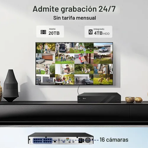 Vista 5 de Anpviz sistema de la cámara de seguridad de 16CH PoE, cámaras atadas