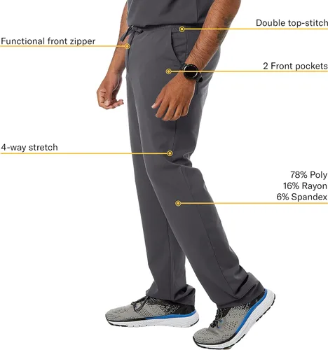 Vista 3 de Wynd - Pantalón cargo para hombre, cintura elástica y cordón, ideal para profesionales médicos