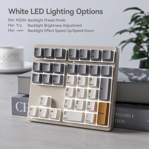 Vista 6 de Teclado numérico mecánico, teclado numérico USB con cable de 34 teclas, retroiluminado, blanco intercambiable en caliente, con teclas PBT