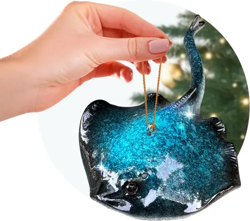 Vista 11 de Adorno de Navidad pintado a mano para playa – Decoración costera para árbol para amantes del océano – Adorno náutico único para árbol de Navidad