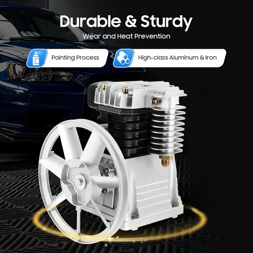Vista 8 de Cabezal de bomba de compresor de aire, motor de bomba de compresor industrial 3HP 2.2KW, cabezal de bombas de lubricación de salpicaduras