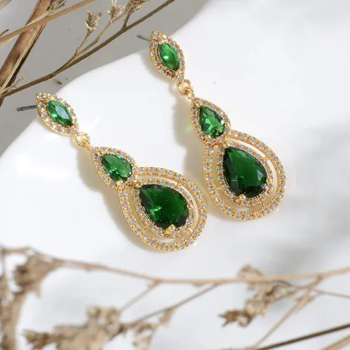 Vista 3 de Aretes de novia de circonita cúbica para mujer, elegantes aretes largos para fiesta de boda, graduación, para novia, damas de honor, candelabro