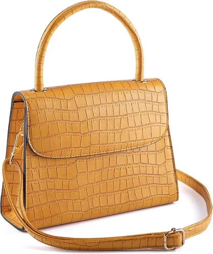 Vista 6 de Ayliss Bolso de mano de cocodrilo pequeño para mujer bolso de hombro clásico bolso de mano con asa superior bolso de piel sintética con cremallera