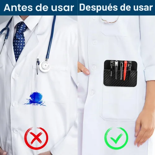 Vista 4 de Protector de bolsillo de cuero para hombres: un protector de bolsillo multiusos para camisas - Protector de bolsillo con patrón de fibra de carbono