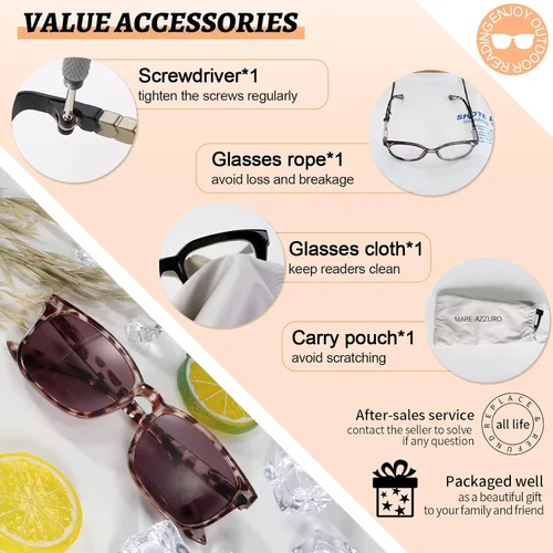 Vista 6 de MARE AZZURO - Gafas de sol polarizadas de moda para mujer, grandes, cuadradas, con diseño de leopardo, para conducir, con protección UV