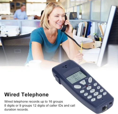 Vista 2 de Teléfono con cable, DTMF Dual System Teléfono de escritorio con cable con pantalla LCD, teléfono fijo con cable para niños mayores, revisión