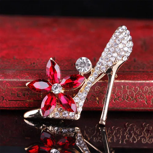 Vista 2 de Delicados tacones altos con diamantes de imitación, broches elegantes de cristal brillante, clásico para fiestas, bailes, banquetes, bodas