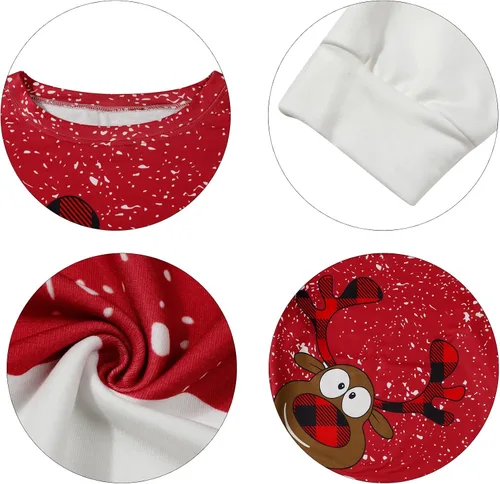 Vista 5 de LUKYCILD Sudadera fea de Navidad para mujer, diseño de reno, muñeco de nieve, cuello redondo, manga larga, sin botones