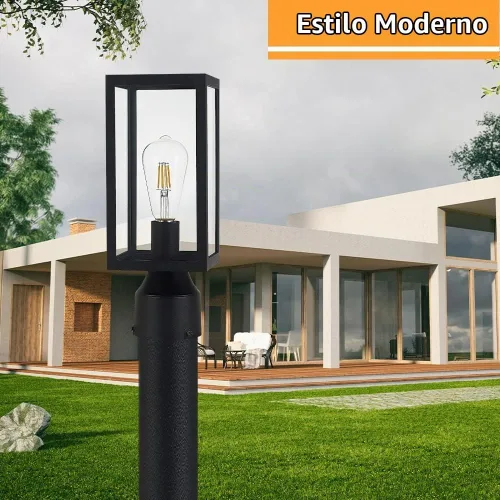 Vista 6 de Windben Luz de poste para exteriores, lámpara de poste de aluminio fundido impermeable, linterna de poste con base de montaje en muelle, negro mate