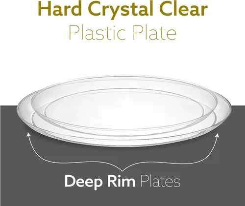 Vista 7 de PLASTICPRO - Platos de plástico transparente para fiesta, platos desechables elegantes y pesados de alta calidad (20, transparente)