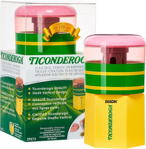 Vista 2 de Ticonderoga Sacapuntas eléctrico, en forma de lápiz, amarillo