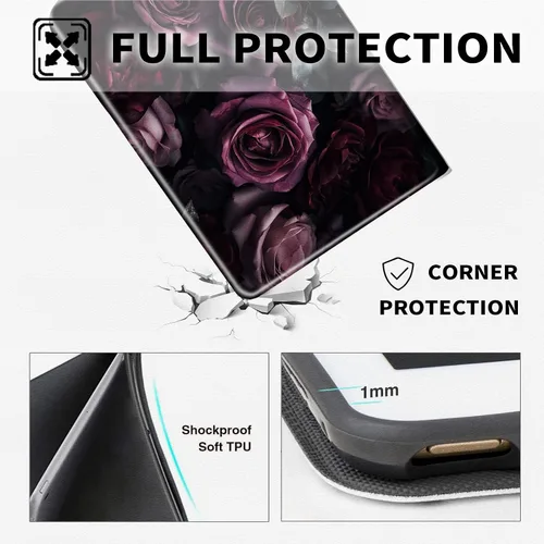 Vista 63 de Funda para tablet Kinlde Fire HD 10 (11ª generación 2021) Fire HD 10 Plus 2021, delgada, de piel sintética, con función atril, función atril