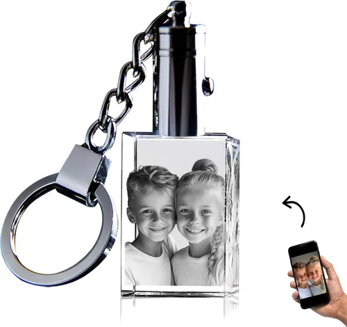 Vista 12 de 3D innovation Llavero de cristal personalizado con luz LED, llavero grabado con láser 2D personalizado, grandes regalos personalizados