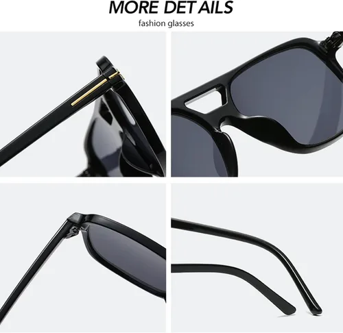 Vista 5 de Schmonti Gafas de sol estilo aviador retro de los años 70 para mujeres y hombres, gafas de sol clásicas con marco cuadrado, protección UV400